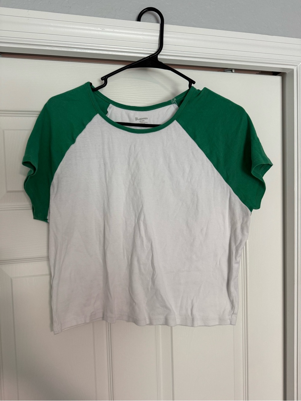 No Boundaries White Tee with Green Trim